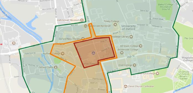 Map showing Oxford ZEZ proposal