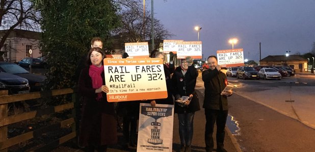 Rail fare protests at Ely station