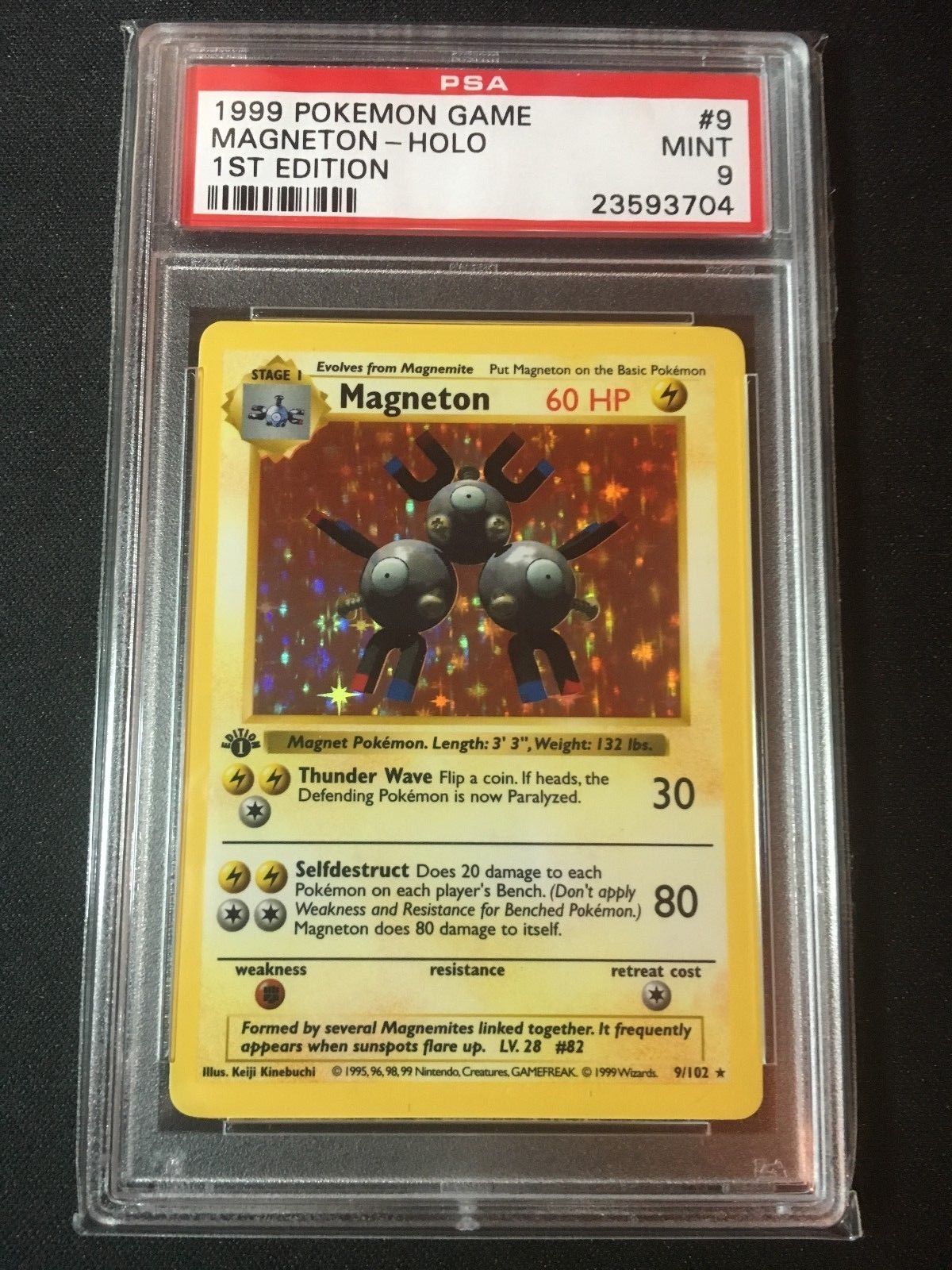 1st edition Pokemon MAGNEMITE Card BASE Set 53/102 First ed PLAYED worn PL 