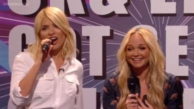 Holly Willoughby sings with Emma Bunton on Celebrity Juice