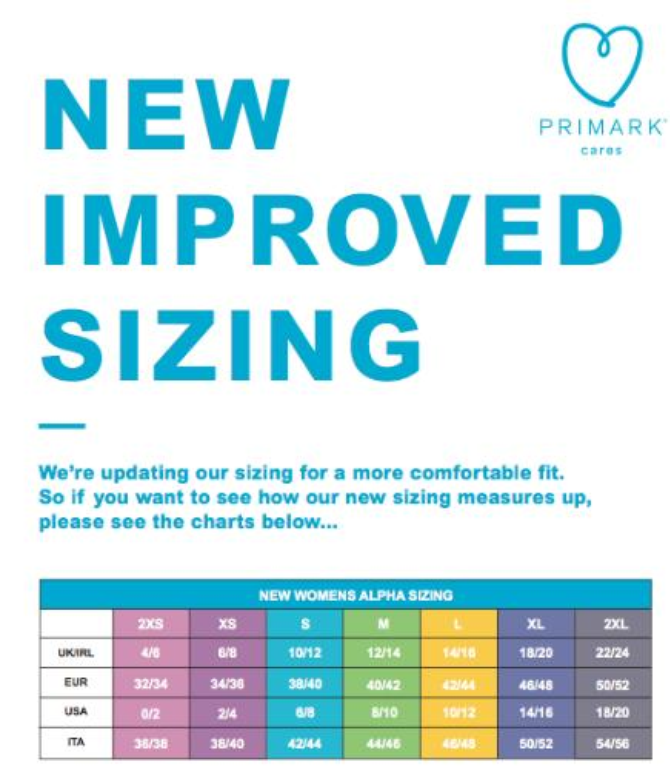 Primark Is Changing Its Sizes And Not Everyone Is Impressed Heart