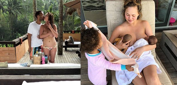 Breastfeeding mum Chrissy Teigen's freaking out about her veiny