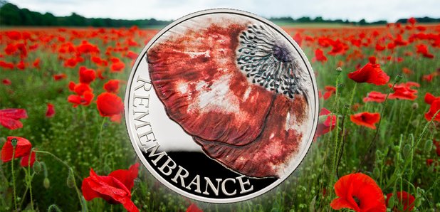 Royal mint, £5, poppy, armistice coin 