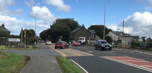 The A590 junction at Swarthmoor