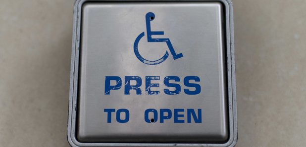 Disability wheelchair icon on doorpush