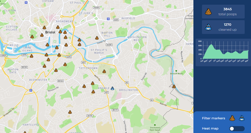 Online map showing dog mess