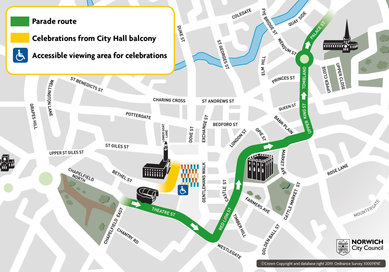 Norwich City parade map