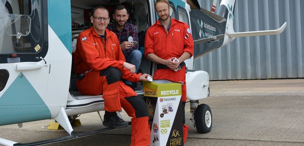 The recycling team with the Air Ambulance