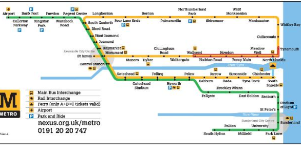 Tyne and Wear Metro map