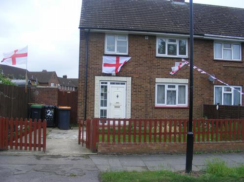England flags outside Bedford house