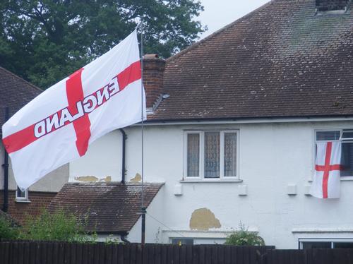 Flags outside Bedford house